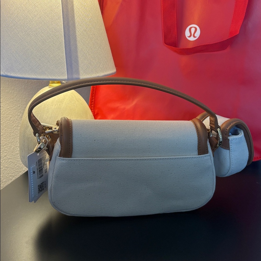 NWT Lululemon Canvas Mini Bag Natural/Chestnut Brown - Picture 10 of 16